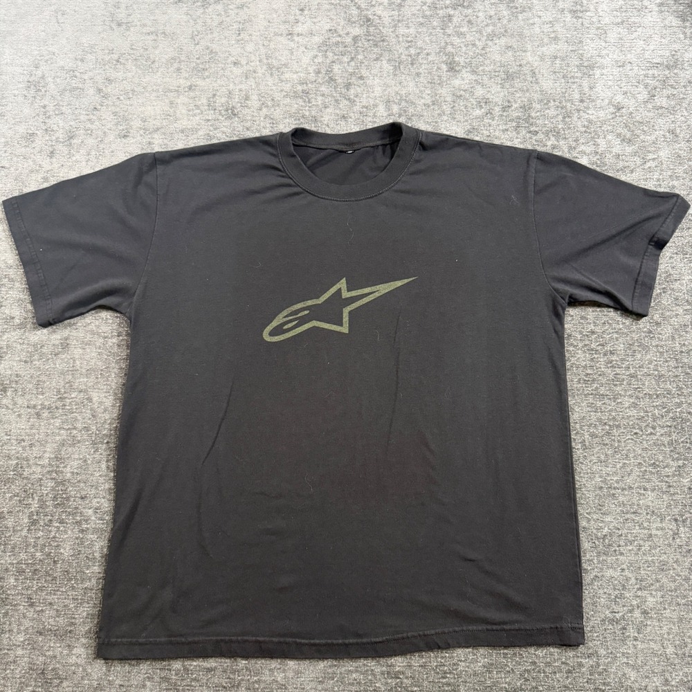 Alpinestars Mens Graphic T-Shirt Black Short Sleeve Astar Logo Tee Size XL